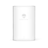 Eleganter Ersatz-Glastank für einen Stand-Wasserfilter von Lotus Vita mit dezentem Logo-Druck.